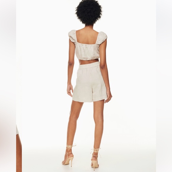 Aritzia Wilfred Alanya Linen Shorts High Rise White Linen Tencil Blend Size 4 - Picture 14 of 16